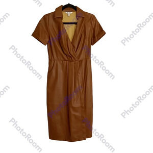 Nine West Sheath Faux Leather Dress Career Work Professional Business SZ XS NWT